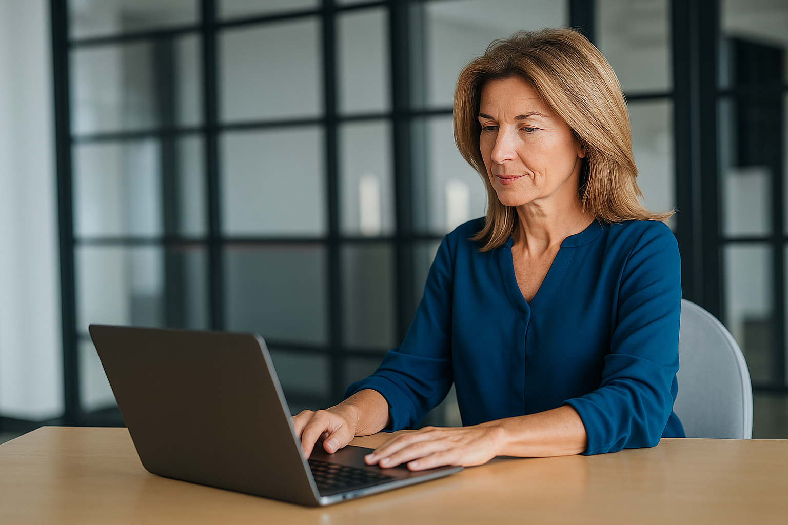 Professional woman working on laptop